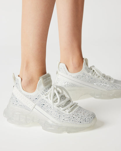 Steve Madden MAXIMA White Rhinestones Sneakers | Women's Sneakers