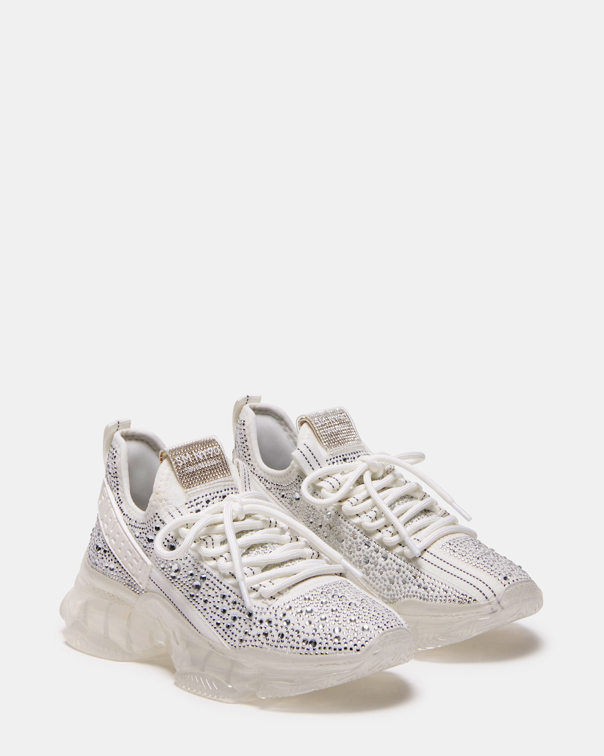 Steve Madden MAXIMA White Rhinestones Sneakers | Women's Sneakers
