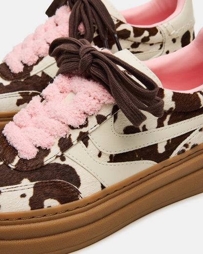Steve Madden DODGE Brown Cow Print Low-Top Platform Women's Sneaker
