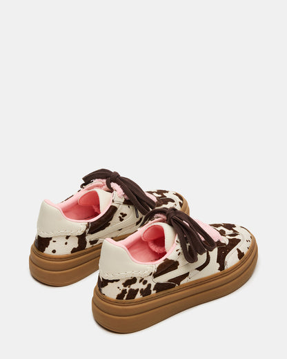 Steve Madden DODGE Brown Cow Print Low-Top Platform Women's Sneaker