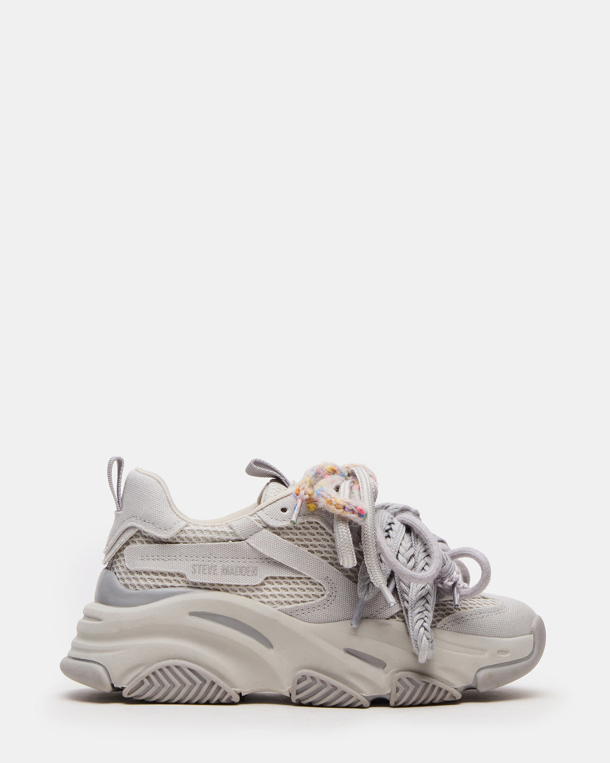 Steve Madden PRYCE Grey Low-Top Lace-Up Chunky Platform Women's Sneaker