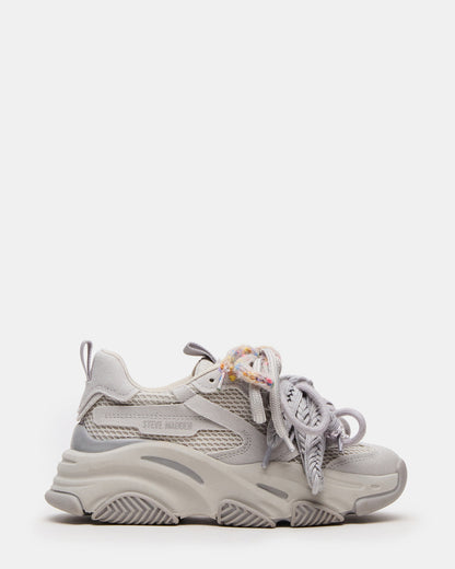 Steve Madden PRYCE Grey Low-Top Lace-Up Chunky Platform Women's Sneaker