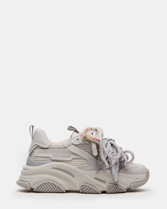 Steve Madden PRYCE Grey Low-Top Lace-Up Chunky Platform Women's Sneaker