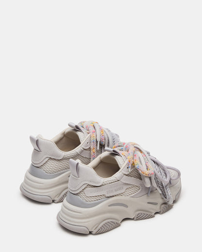Steve Madden PRYCE Grey Low-Top Lace-Up Chunky Platform Women's Sneaker
