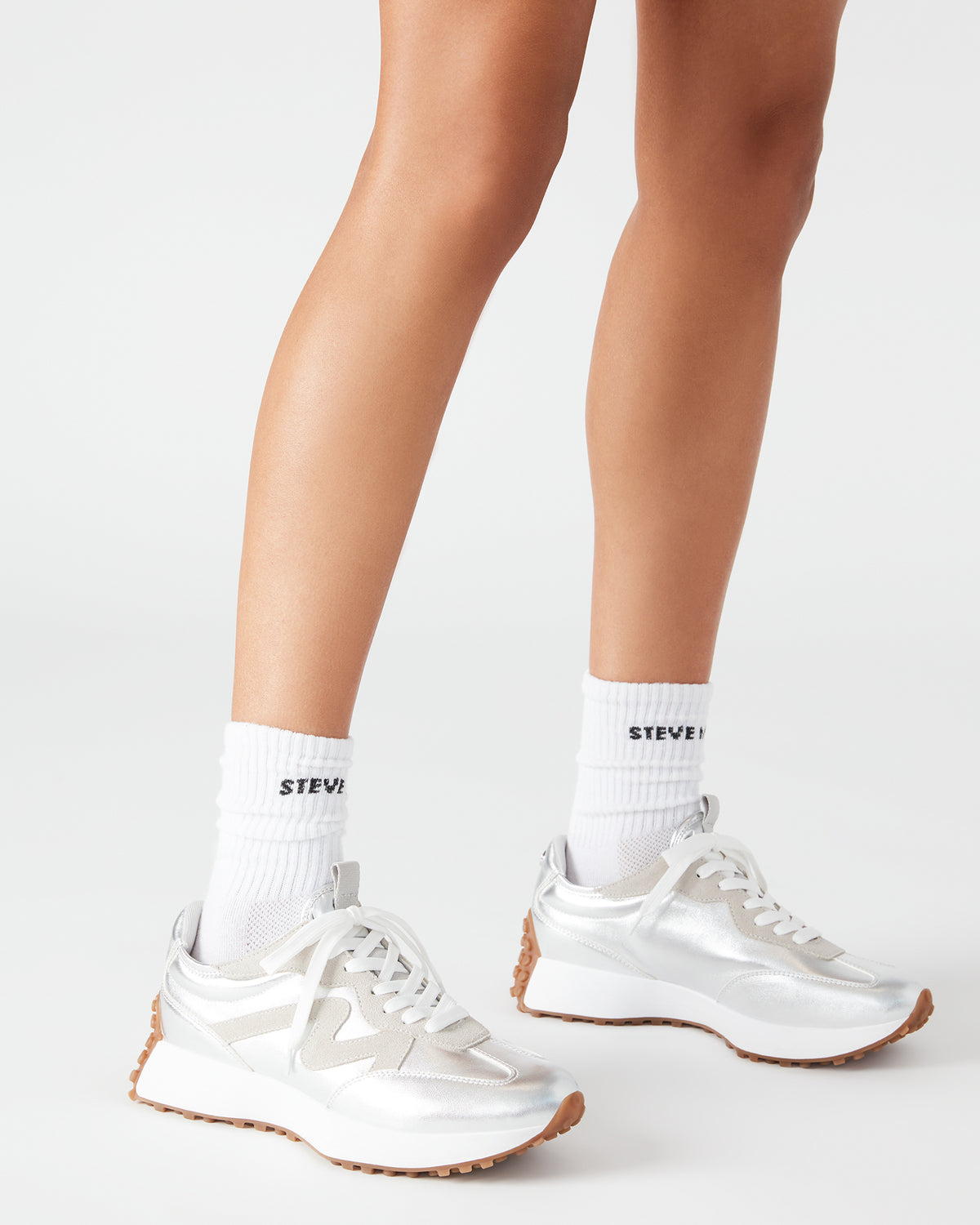 Steve Madden CAMPO Silver Lace-Up Women's Sneaker