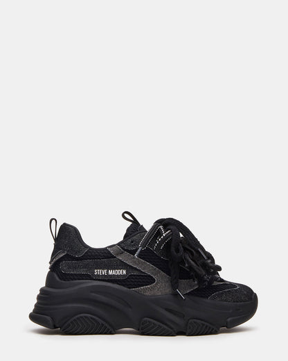 Steve Madden PRYCE Black Low-Top Lace-Up Chunky Platform Women's Sneaker