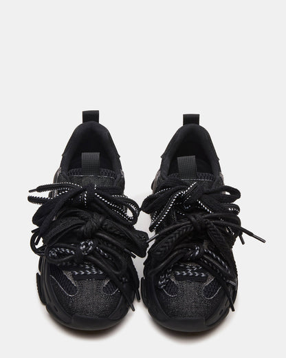 Steve Madden PRYCE Black Low-Top Lace-Up Chunky Platform Women's Sneaker