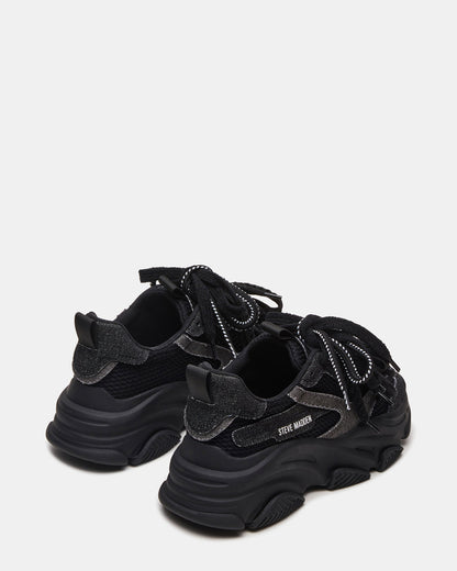 Steve Madden PRYCE Black Low-Top Lace-Up Chunky Platform Women's Sneaker