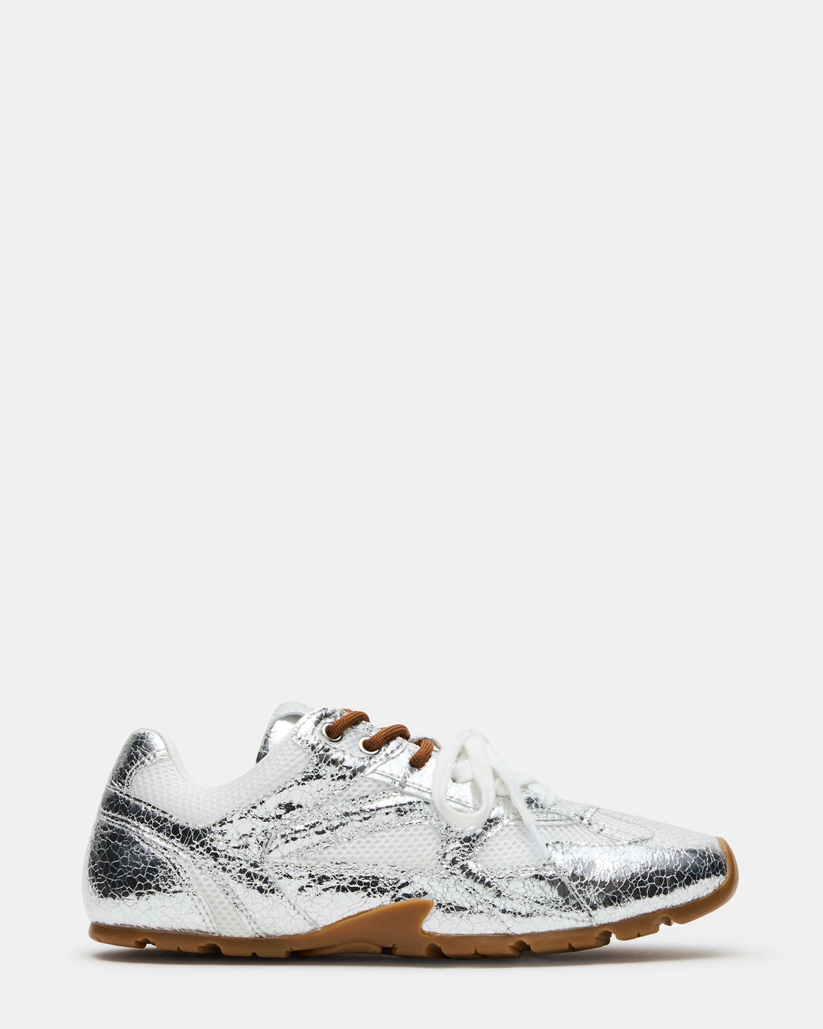 Steve Madden AZIEL Silver Low-Top Lace-Up Women's Sneakers