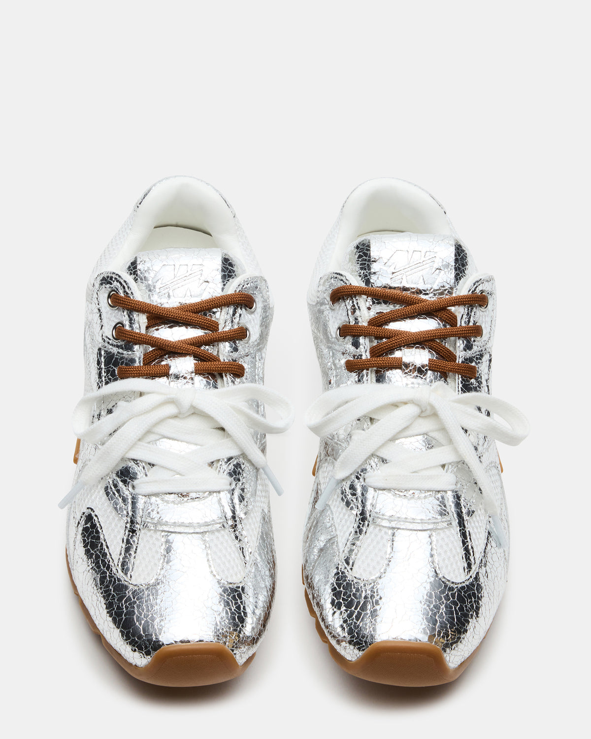 Steve Madden AZIEL Silver Low-Top Lace-Up Women's Sneakers