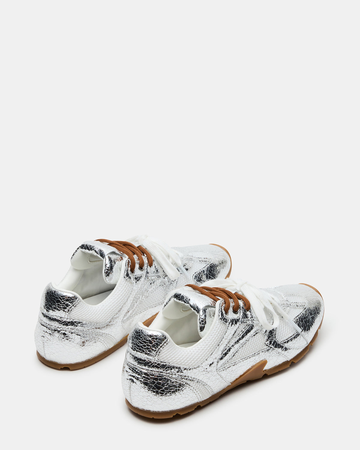 Steve Madden AZIEL Silver Low-Top Lace-Up Women's Sneakers