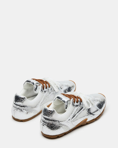 Steve Madden AZIEL Silver Low-Top Lace-Up Women's Sneakers