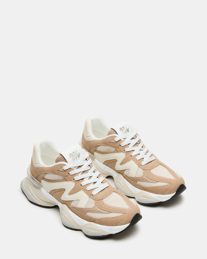 Steve Madden SEBI Taupe Multi Low-Top Lace-Up Women's Sneaker