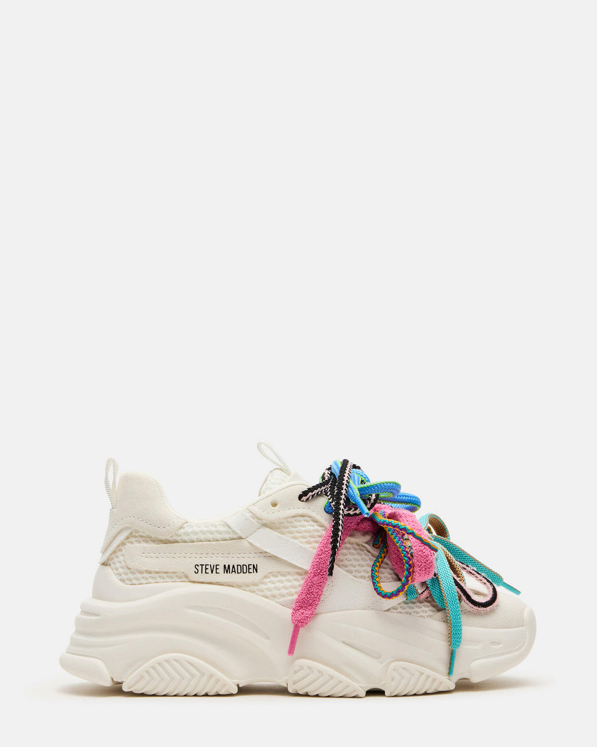 Steve Madden PRYCE White Low-Top Lace-Up Chunky Platform Women's Sneaker