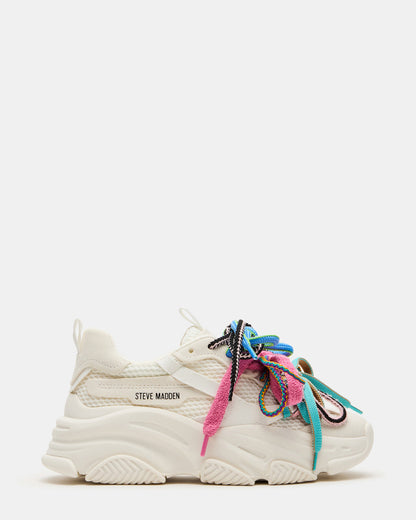 Steve Madden PRYCE White Low-Top Lace-Up Chunky Platform Women's Sneaker