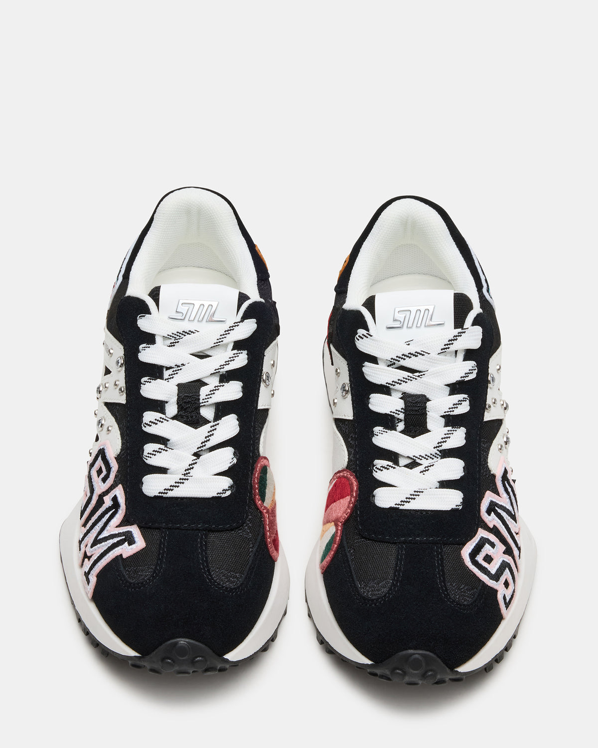Steve Madden CAMPO Black Multi Patches Lace-Up Women's Sneaker