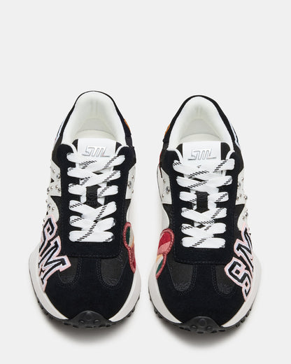 Steve Madden CAMPO Black Multi Patches Lace-Up Women's Sneaker