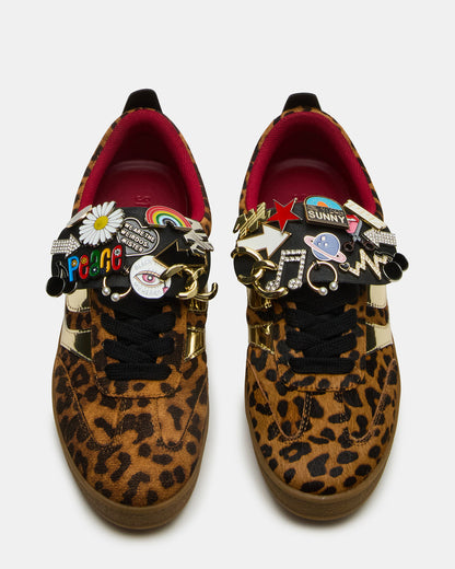 Steve Madden WYATT Leopard Lace-Up Low-Top Pin Women's Sneaker