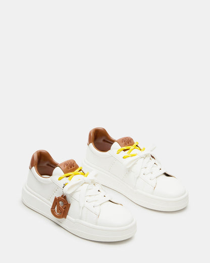 Steve Madden MARVIN White/Tan Low-Top Lace-Up Women's Sneaker