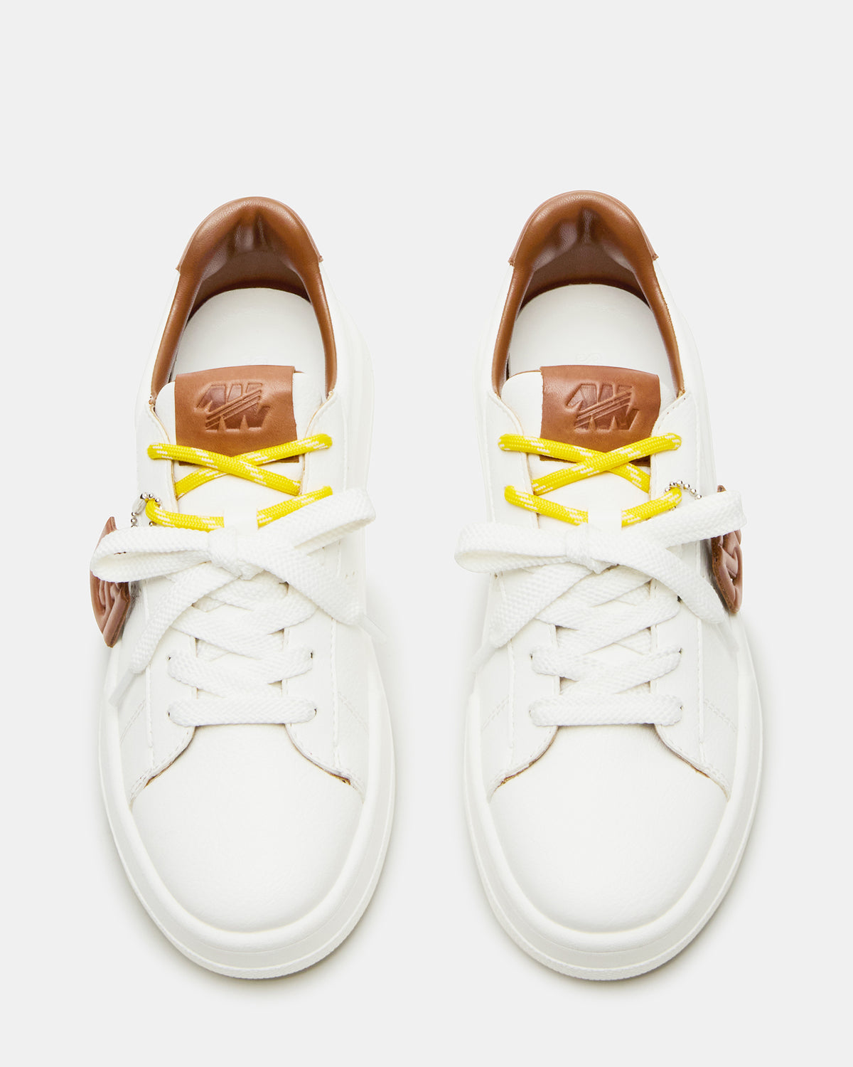 Steve Madden MARVIN White/Tan Low-Top Lace-Up Women's Sneaker
