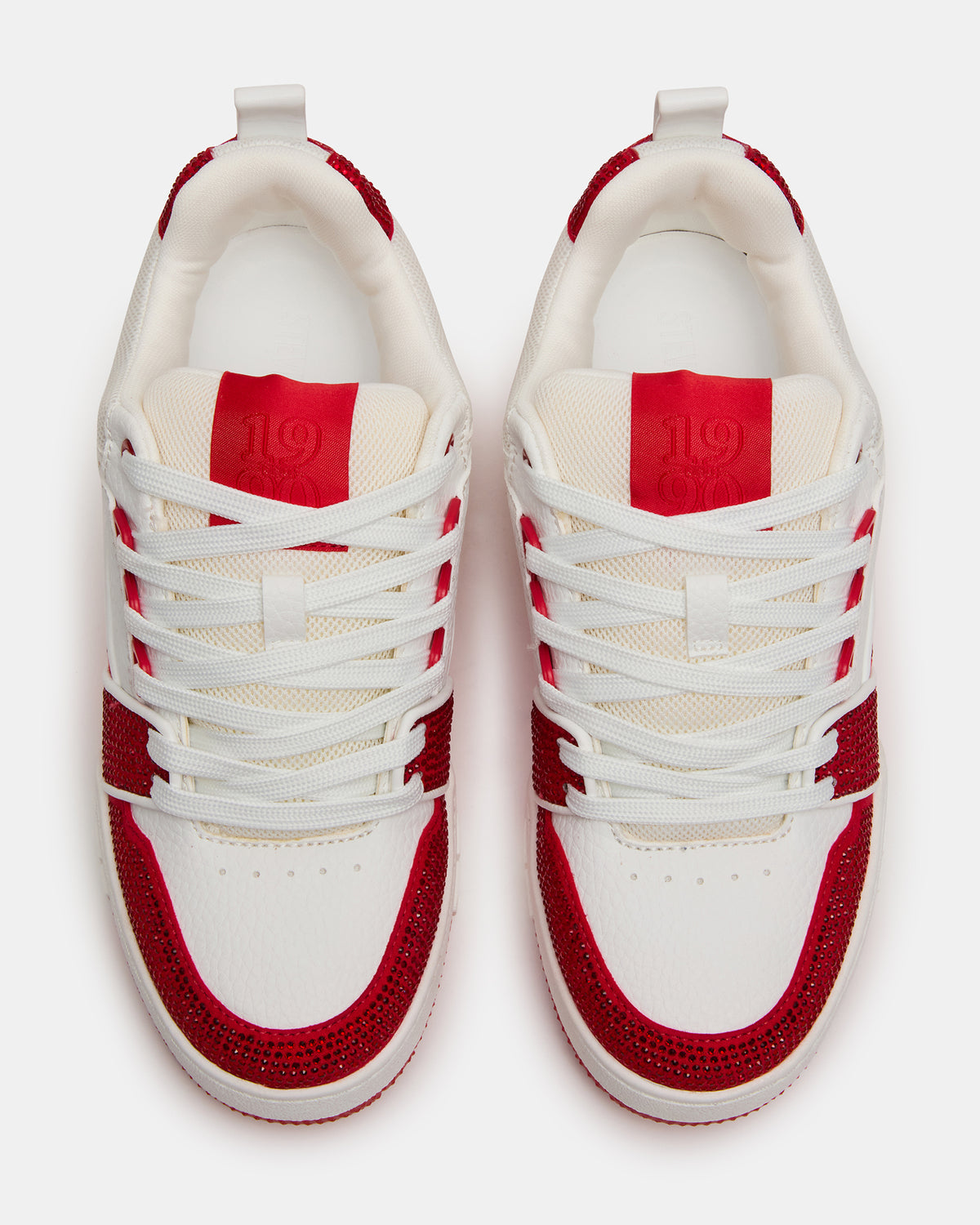 Steve Madden SKATER Red/White Rhinestones Low-Top Lace-Up Women's Sneaker