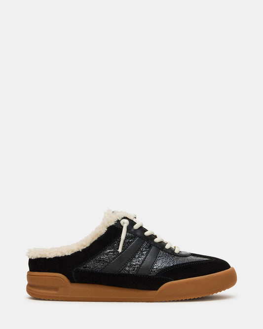 Steve Madden VANDY Faux Fur Black Multi Low-Top Lace-Up Mule Women's Sneaker