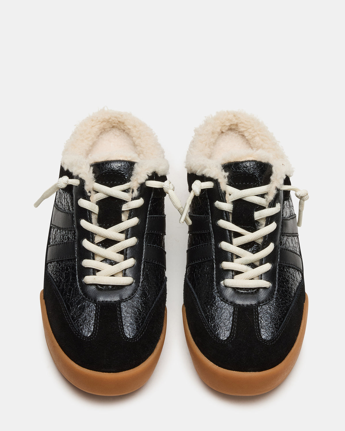 Steve Madden VANDY Faux Fur Black Multi Low-Top Lace-Up Mule Women's Sneaker