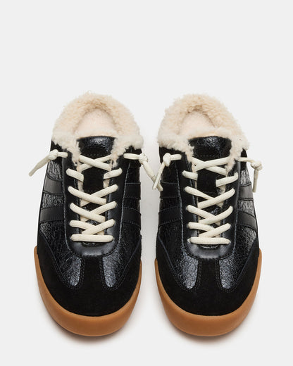 Steve Madden VANDY Faux Fur Black Multi Low-Top Lace-Up Mule Women's Sneaker