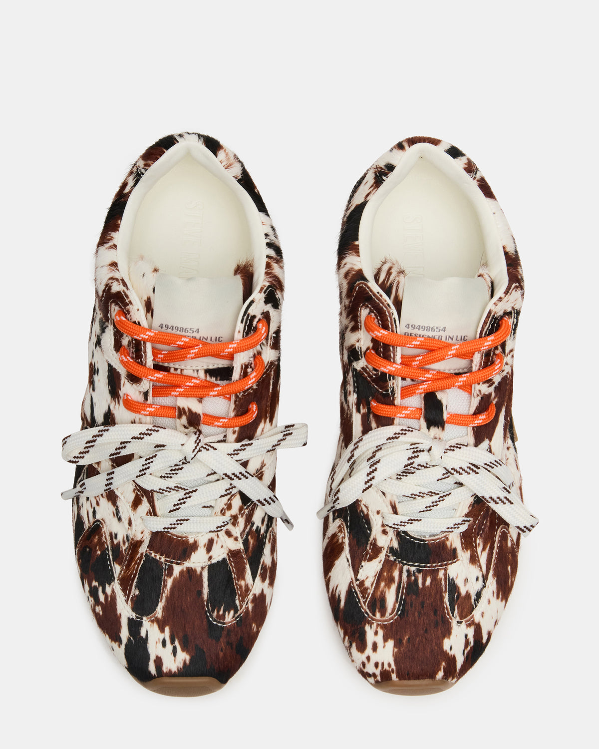 Steve Madden AZIEL Brown Cow Print Low-Top Lace-Up Women's Sneakers