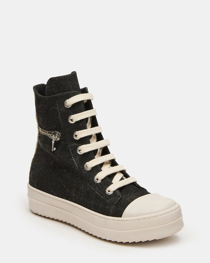 Steve Madden DEVON Black/White High-Top Lace-Up Women's Sneaker