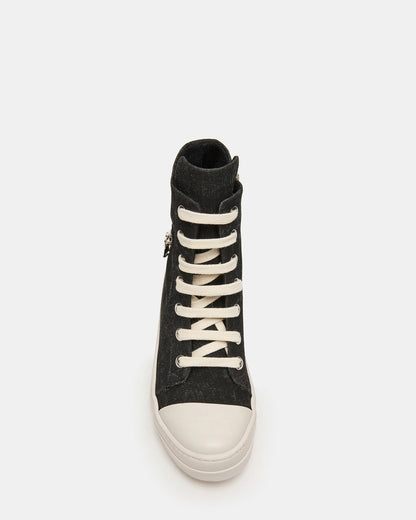 Steve Madden DEVON Black/White High-Top Lace-Up Women's Sneaker