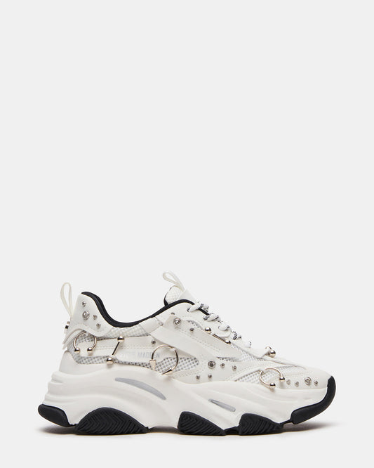 Steve Madden POSSESSION Piercing White Platform Lace-Up Women's Sneaker