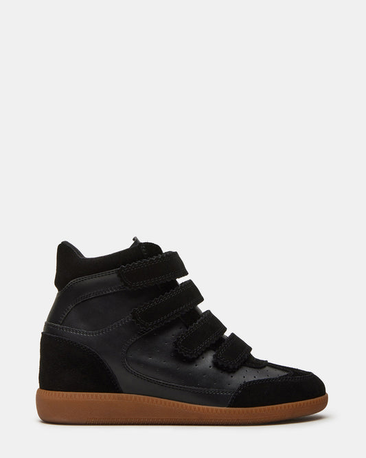 Steve Madden MUSTANG Black Suede Women's High-Top Velcro Sneaker
