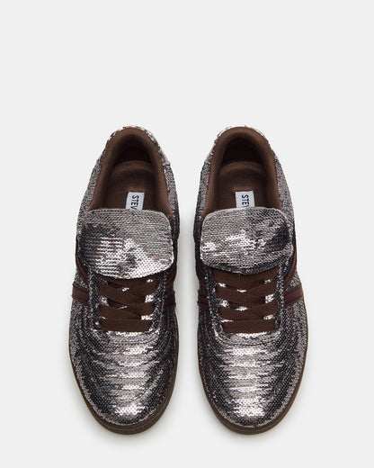 Steve Madden MADRID Sequin Pewter Low-Top Sneaker | Women's Sneakers