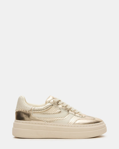 Steve Madden DODGE Perforated Champagne Multi Women's Low-Top Platform Sneaker