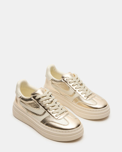 Steve Madden DODGE Perforated Champagne Multi Women's Low-Top Platform Sneaker
