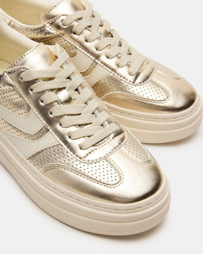 Steve Madden DODGE Perforated Champagne Multi Women's Low-Top Platform Sneaker
