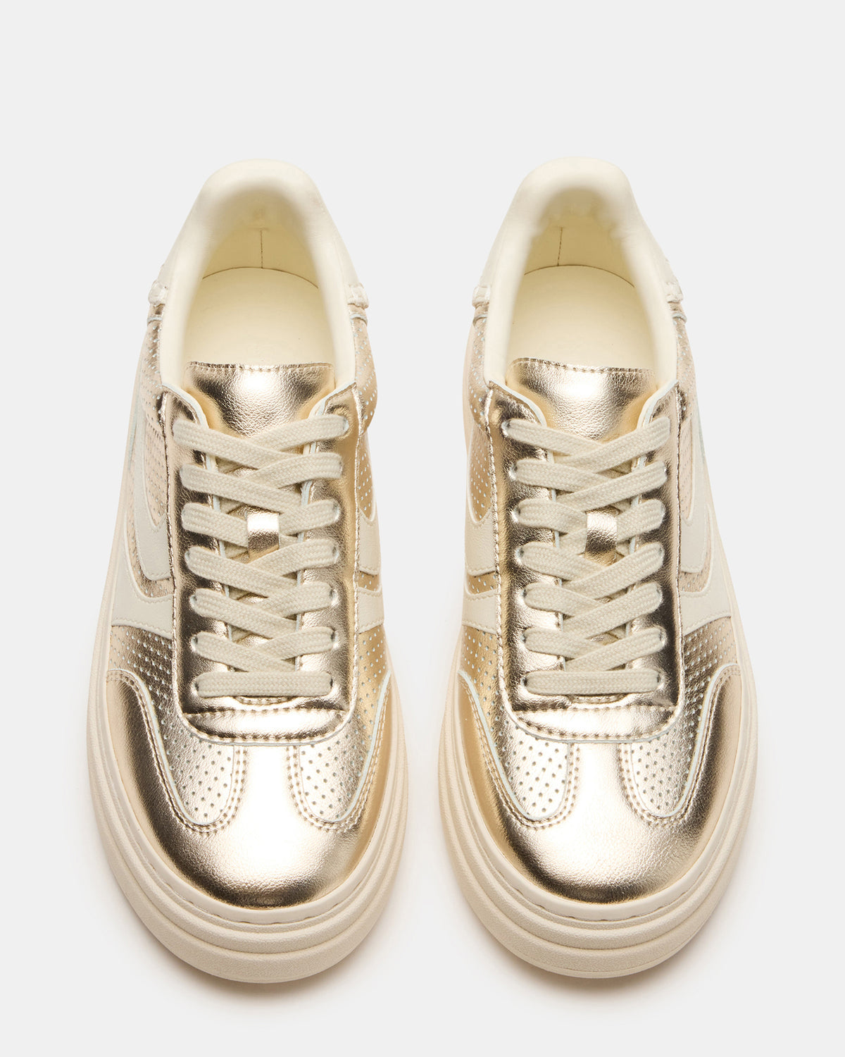 Steve Madden DODGE Perforated Champagne Multi Women's Low-Top Platform Sneaker