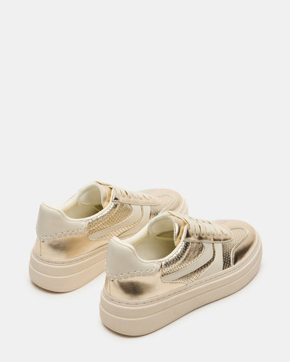 Steve Madden DODGE Perforated Champagne Multi Women's Low-Top Platform Sneaker