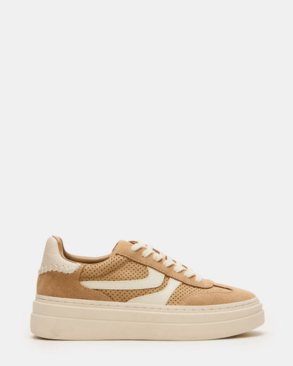 Steve Madden DODGE Perforated Camel Multi Women's Low-Top Platform Sneaker