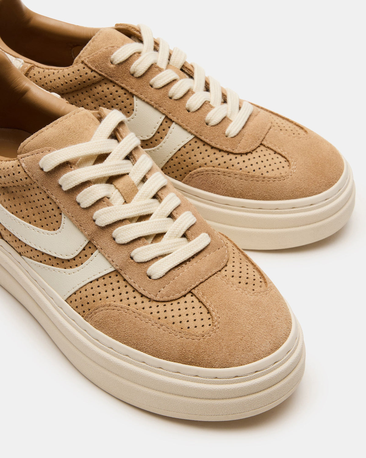 Steve Madden DODGE Perforated Camel Multi Women's Low-Top Platform Sneaker