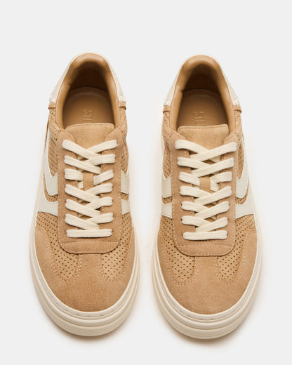 Steve Madden DODGE Perforated Camel Multi Women's Low-Top Platform Sneaker