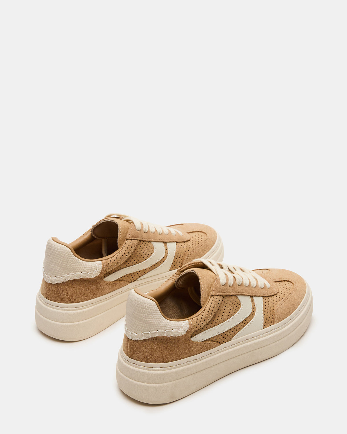 Steve Madden DODGE Perforated Camel Multi Women's Low-Top Platform Sneaker