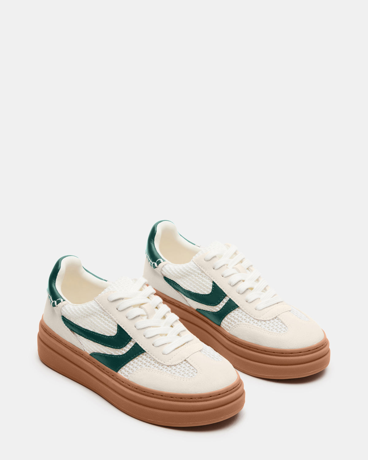 Steve Madden DODGE White/Green Low-Top Platform Women's Sneaker