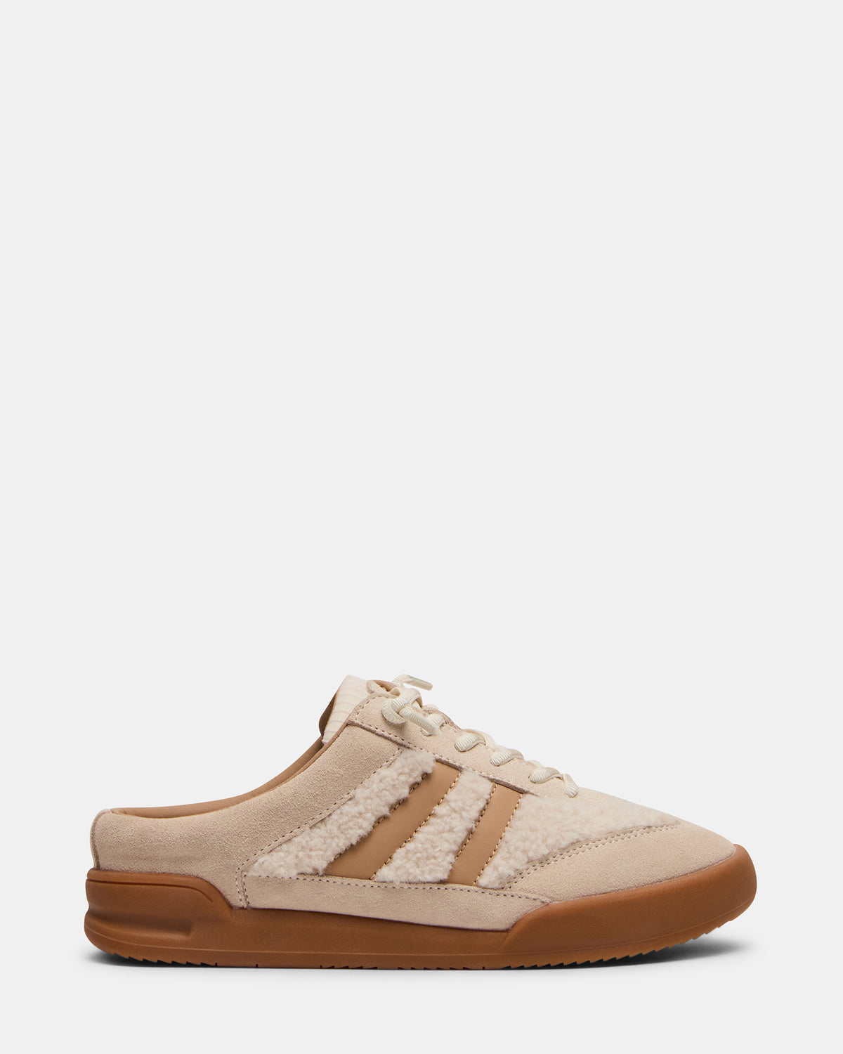 Steve Madden VANDY Faux Fur Bone Multi Low-Top Lace-Up Mule Women's Sneaker