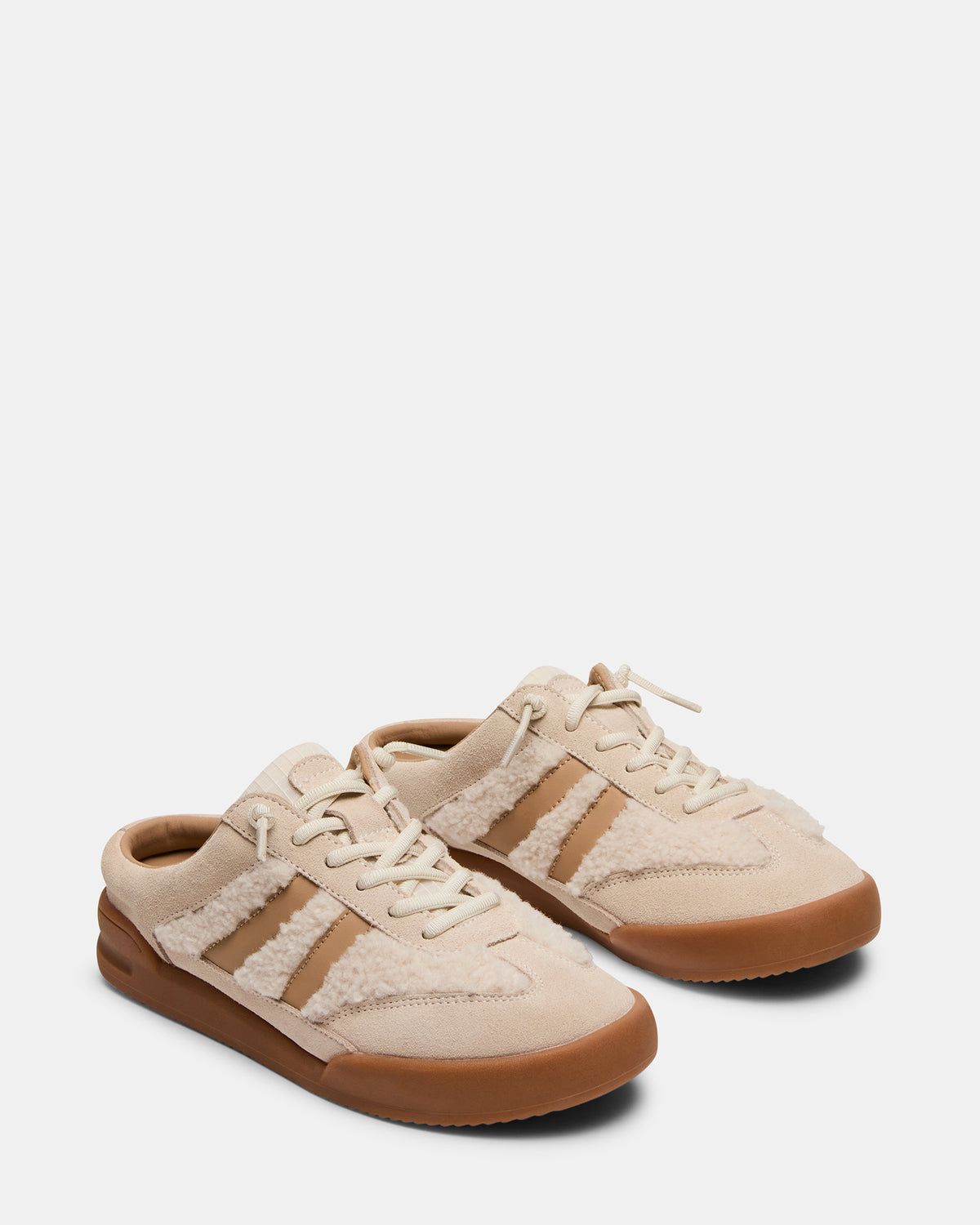 Steve Madden VANDY Faux Fur Bone Multi Low-Top Lace-Up Mule Women's Sneaker