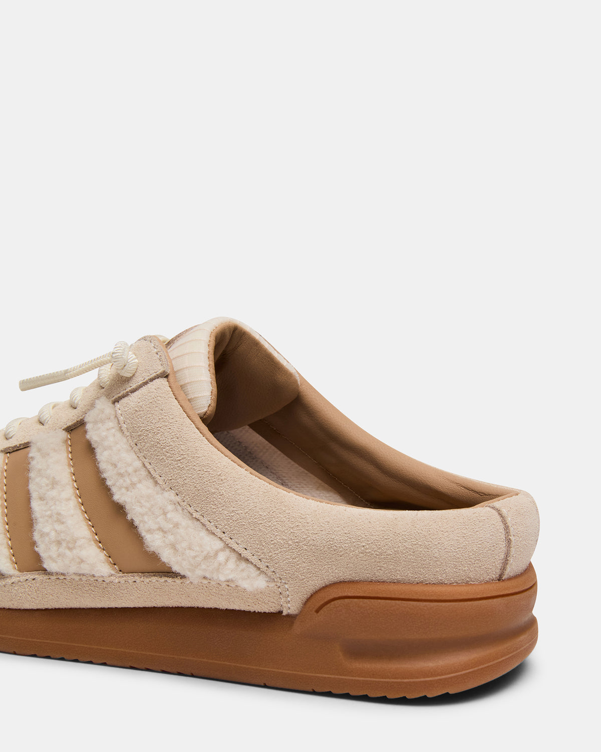 Steve Madden VANDY Faux Fur Bone Multi Low-Top Lace-Up Mule Women's Sneaker