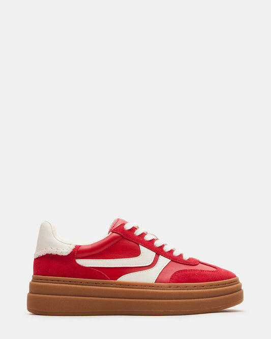 Steve Madden DODGE Red Multi Low-Top Platform Women's Sneaker