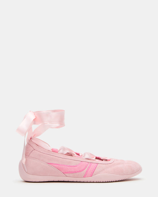 Steve Madden PROMISE Pink Suede Low-Top Lace-Up Ribbon Women's Sneaker