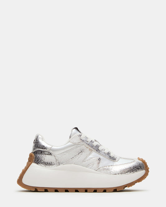 Steve Madden SUPERCAMPO Silver Multi Women's Platform Low-Top Sneaker